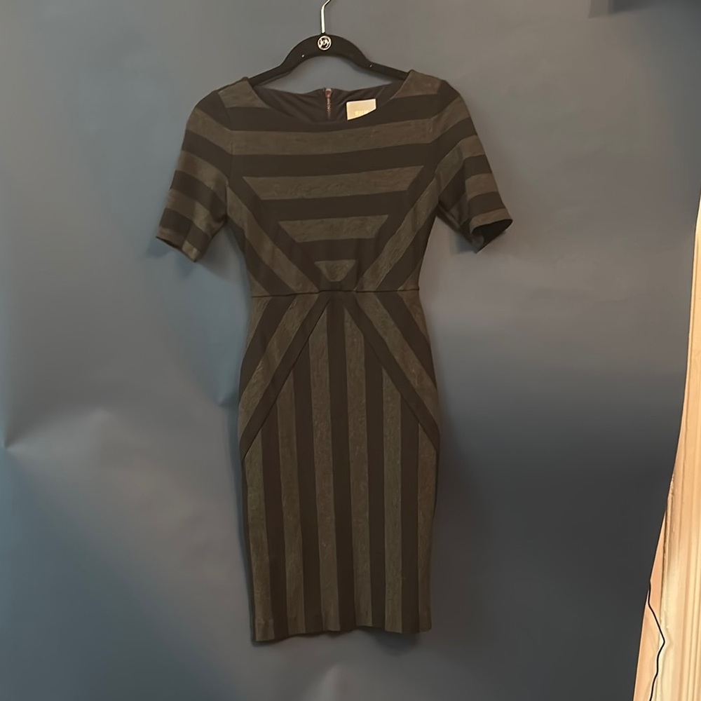 Anthropologie Maeve Black and Gray Sheath Midi Dress